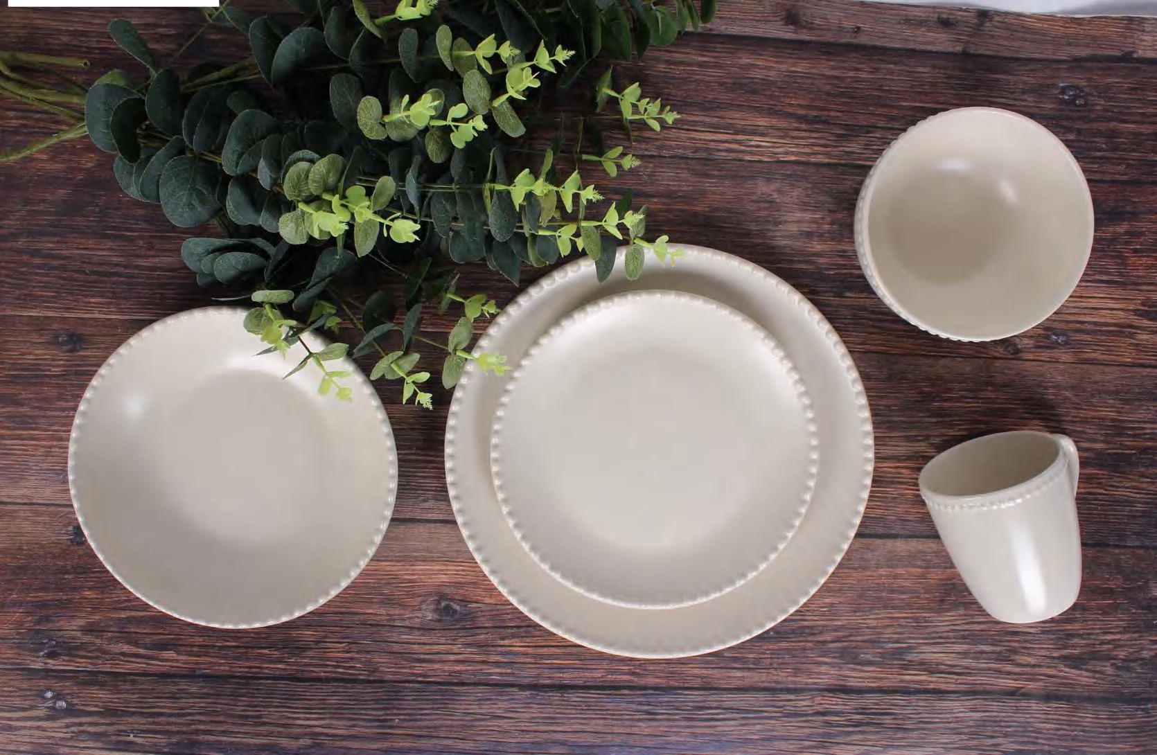 Pearl Beaded Rim Stoneware Collection